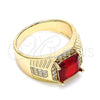 Anillo de Hombre 01.266.0046.1.11 Oro Laminado, con Granate Zirconia Cubica and Blanca Micro Pave, Pulido, Tono Dorado (Size 11)