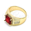 Anillo de Hombre 01.266.0046.1.12 Oro Laminado, con Granate Zirconia Cubica and Blanca Micro Pave, Pulido, Tono Dorado (Size 12)