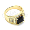 Anillo de Hombre 01.266.0046.2.10 Oro Laminado, con Negro Zirconia Cubica and Blanca Micro Pave, Pulido, Tono Dorado (Size 10)