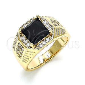 Anillo de Hombre 01.266.0046.2.10 Oro Laminado, con Negro Zirconia Cubica and Blanca Micro Pave, Pulido, Tono Dorado (Size 10)