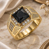 Anillo de Hombre 01.266.0046.2.11 Oro Laminado, con Zirconia Cubica Negro y Micro Pave Blanca, Pulido, Tono Dorado (Tamaño 11)