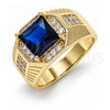 Anillo de Hombre 01.266.0046.3.10 Oro Laminado, con Zirconia Cubica Zafiro Azul y Micro Pave Blanca, Pulido, Tono Dorado (Tamaño 10)