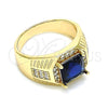 Anillo de Hombre 01.266.0046.3.11 Oro Laminado, con Zafiro Azul Zirconia Cubica and Blanca Micro Pave, Pulido, Tono Dorado (Size 11)