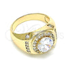 Anillo de Hombre 01.266.0047.12 Oro Laminado, con Blanca Zirconia Cubica and Blanca Micro Pave, Pulido, Tono Dorado (Size 12)