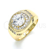 Anillo de Hombre 01.266.0047.12 Oro Laminado, con Blanca Zirconia Cubica and Blanca Micro Pave, Pulido, Tono Dorado (Size 12)