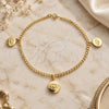 Tobillera de Dije 03.58.0060.10 Oro Laminado, Diseño de Ojo Griego y Cubana Concava, Pulido, Tono Dorado (Grosor 04 MM, 10 Pulgadas de Largo)