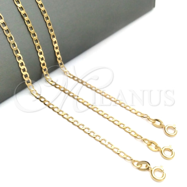 Gargantilla Basica 04.58.0021.22 Oro Laminado, Pulido, Tono Dorado (100 Gauge, 03 MM Thickness, 22 Inches Length)