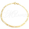 Pulsera Básica 04.58.0022.07 Oro Laminado, Diseño de Figaro, Pulido, Tono Dorado (0.80 Gauge, 03 MM Thickness, 7 Inches Length)