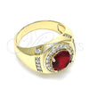 Anillo de Hombre 01.266.0047.1.11 Oro Laminado, con Granate Zirconia Cubica and Blanca Micro Pave, Pulido, Tono Dorado (Size 11)