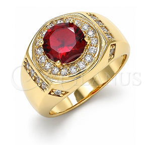 Anillo de Hombre 01.266.0047.1.11 Oro Laminado, con Zirconia Cubica Granate y Micro Pave Blanca, Pulido, Tono Dorado (Tamaño 11)