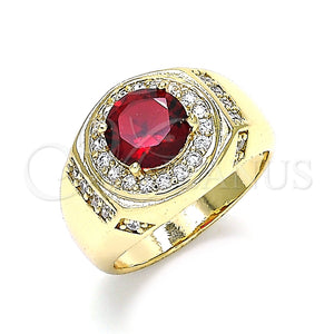 Anillo de Hombre 01.266.0047.1.11 Oro Laminado, con Granate Zirconia Cubica and Blanca Micro Pave, Pulido, Tono Dorado (Size 11)