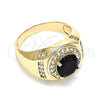 Anillo de Hombre 01.266.0047.2.10 Oro Laminado, con Negro Zirconia Cubica and Blanca Micro Pave, Pulido, Tono Dorado (Size 10)
