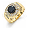 Anillo de Hombre 01.266.0047.2.10 Oro Laminado, con Zirconia Cubica Negro y Micro Pave Blanca, Pulido, Tono Dorado (Tamaño 10)
