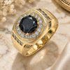 Anillo de Hombre 01.266.0047.2.12 Oro Laminado, con Zirconia Cubica Negro y Micro Pave Blanca, Pulido, Tono Dorado (Tamaño 12)