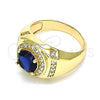 Anillo de Hombre 01.266.0047.3.11 Oro Laminado, con Zafiro Azul Zirconia Cubica and Blanca Micro Pave, Pulido, Tono Dorado (Size 11)
