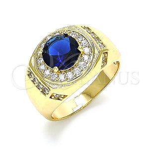 Anillo de Hombre 01.266.0047.3.11 Oro Laminado, con Zafiro Azul Zirconia Cubica and Blanca Micro Pave, Pulido, Tono Dorado (Size 11)