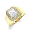 Anillo de Hombre 01.266.0016.3.11 Oro Laminado, con Blanca Zirconia Cubica and Blanca Micro Pave, Pulido, Tono Dorado (Size 11)