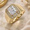 Anillo de Hombre 01.266.0016.3.12 Oro Laminado, con Zirconia Cubica Blanca y Micro Pave Blanca, Pulido, Tono Dorado (Tamaño 12)