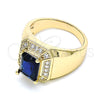 Anillo de Hombre 01.266.0016.2.10 Oro Laminado, con Zafiro Azul Zirconia Cubica and Blanca Micro Pave, Pulido, Tono Dorado (Size 10)