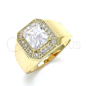 Anillo de Hombre 01.266.0016.3.10 Oro Laminado, con Blanca Zirconia Cubica and Blanca Micro Pave, Pulido, Tono Dorado (Size 10)