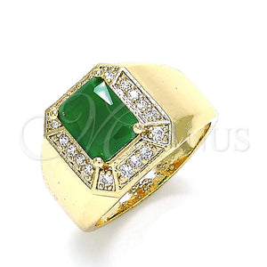 Anillo de Hombre 01.266.0016.4.11 Oro Laminado, con Verde Zirconia Cubica and Blanca Micro Pave, Pulido, Tono Dorado (Size 11)