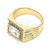Anillo de Hombre 01.266.0048.10 Oro Laminado, con Blanca Zirconia Cubica and Blanca Micro Pave, Pulido, Tono Dorado (Size 10)