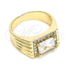 Anillo de Hombre 01.266.0048.11 Oro Laminado, con Blanca Zirconia Cubica and Blanca Micro Pave, Pulido, Tono Dorado (Size 11)