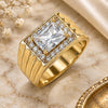 Anillo de Hombre 01.266.0048.12 Oro Laminado, con Zirconia Cubica Blanca y Micro Pave Blanca, Pulido, Tono Dorado (Tamaño 12)