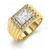 Anillo de Hombre 01.266.0048.12 Oro Laminado, con Zirconia Cubica Blanca y Micro Pave Blanca, Pulido, Tono Dorado (Tamaño 12)