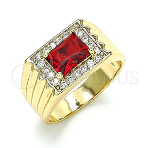 Anillo de Hombre 01.266.0048.1.10 Oro Laminado, con Granate Zirconia Cubica and Blanca Micro Pave, Pulido, Tono Dorado (Size 10)