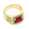 Anillo de Hombre 01.266.0048.1.11 Oro Laminado, con Granate Zirconia Cubica and Blanca Micro Pave, Pulido, Tono Dorado (Size 11)