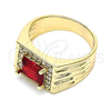 Anillo de Hombre 01.266.0048.1.11 Oro Laminado, con Granate Zirconia Cubica and Blanca Micro Pave, Pulido, Tono Dorado (Size 11)