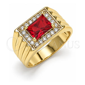 Anillo de Hombre 01.266.0048.1.12 Oro Laminado, con Zirconia Cubica Granate y Micro Pave Blanca, Pulido, Tono Dorado (Tamaño 12)