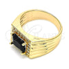 Anillo de Hombre 01.266.0048.2.10 Oro Laminado, con Negro Zirconia Cubica and Blanca Micro Pave, Pulido, Tono Dorado (Size 10)