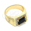 Anillo de Hombre 01.266.0048.2.12 Oro Laminado, con Negro Zirconia Cubica and Blanca Micro Pave, Pulido, Tono Dorado (Size 12)