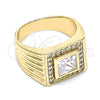Anillo de Hombre 01.266.0049.12 Oro Laminado, con Blanca Zirconia Cubica and Blanca Micro Pave, Pulido, Tono Dorado (Size 12)