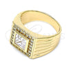 Anillo de Hombre 01.266.0049.12 Oro Laminado, con Blanca Zirconia Cubica and Blanca Micro Pave, Pulido, Tono Dorado (Size 12)