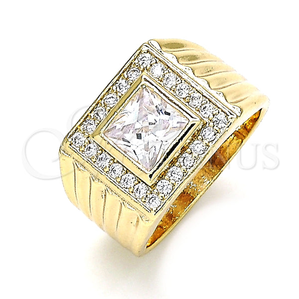 Anillo de Hombre 01.266.0049.12 Oro Laminado, con Blanca Zirconia Cubica and Blanca Micro Pave, Pulido, Tono Dorado (Size 12)