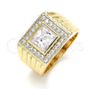 Anillo de Hombre 01.266.0049.12 Oro Laminado, con Blanca Zirconia Cubica and Blanca Micro Pave, Pulido, Tono Dorado (Size 12)