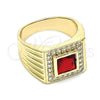 Anillo de Hombre 01.266.0049.1.10 Oro Laminado, con Granate Zirconia Cubica and Blanca Micro Pave, Pulido, Tono Dorado (Size 10)