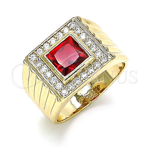 Anillo de Hombre 01.266.0049.1.10 Oro Laminado, con Granate Zirconia Cubica and Blanca Micro Pave, Pulido, Tono Dorado (Size 10)