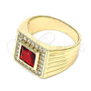 Anillo de Hombre 01.266.0049.1.11 Oro Laminado, con Granate Zirconia Cubica and Blanca Micro Pave, Pulido, Tono Dorado (Size 11)