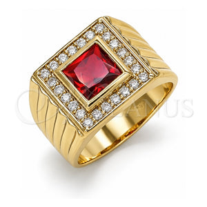 Anillo de Hombre 01.266.0049.1.12 Oro Laminado, con Zirconia Cubica Granate y Micro Pave Blanca, Pulido, Tono Dorado (Tamaño 12)