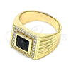 Anillo de Hombre 01.266.0049.2.12 Oro Laminado, con Negro Zirconia Cubica and Blanca Micro Pave, Pulido, Tono Dorado (Size 12)