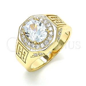 Anillo de Hombre 01.266.0050.10 Oro Laminado, con Blanca Zirconia Cubica and Blanca Micro Pave, Pulido, Tono Dorado (Size 10)