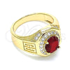 Anillo de Hombre 01.266.0050.1.10 Oro Laminado, con Granate Zirconia Cubica and Blanca Micro Pave, Pulido, Tono Dorado (Size 10)