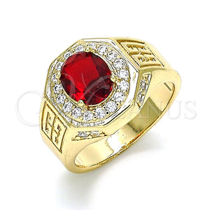 Anillo de Hombre 01.266.0050.1.10 Oro Laminado, con Granate Zirconia Cubica and Blanca Micro Pave, Pulido, Tono Dorado (Size 10)