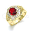 Anillo de Hombre 01.266.0050.1.11 Oro Laminado, con Granate Zirconia Cubica and Blanca Micro Pave, Pulido, Tono Dorado (Size 11)