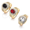 Anillo de Hombre 01.266.0050.1.11 Oro Laminado, con Granate Zirconia Cubica and Blanca Micro Pave, Pulido, Tono Dorado (Size 11)