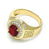 Anillo de Hombre 01.266.0050.1.12 Oro Laminado, con Granate Zirconia Cubica and Blanca Micro Pave, Pulido, Tono Dorado (Size 12)